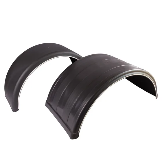Trailer mudguards — pair of black plastic wheel arch guards